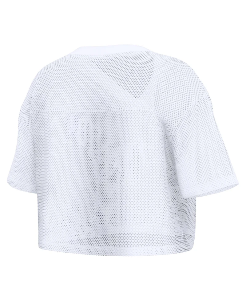 Fanatics Women's Detroit Lions Oversized Cropped Mesh V-Neck Jersey