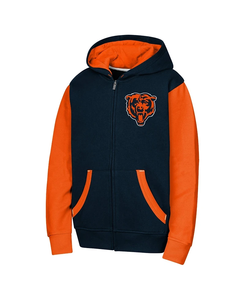 Outerstuff Boys' and Girls' Stadium Chicago Bears Full-Zip Color-Block Fleece-Lined Hoodie
