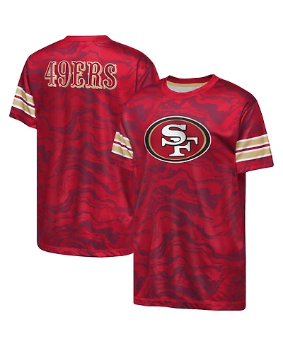 Outerstuff Boys' and Girls' San Francisco 49ers Slant Route Short-Sleeve Crewneck T-Shirt
