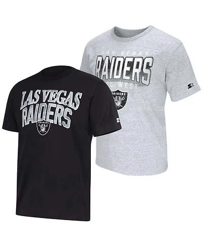 Starter Men's Black/Heather Gray Las Vegas Raiders Logo T-Shirt, 2-Piece Set
