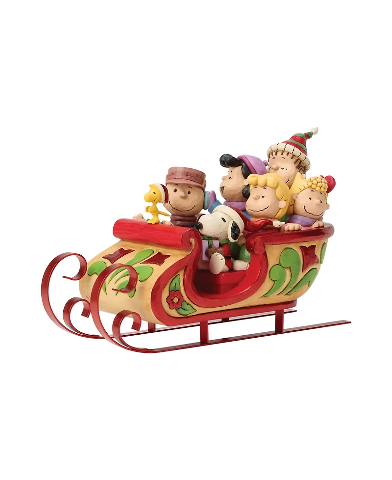 Jim Shore Peanuts Snoopy and Friends in Sleigh Figurine