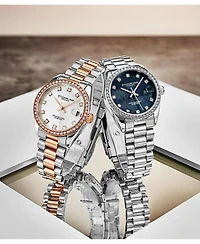 Stuhrling Lineage 3936.1 Women s Quartz Watch 31mm Stainless Steel Silver Bracelet White Mother-of-Pearl Dial Crystal Bezel