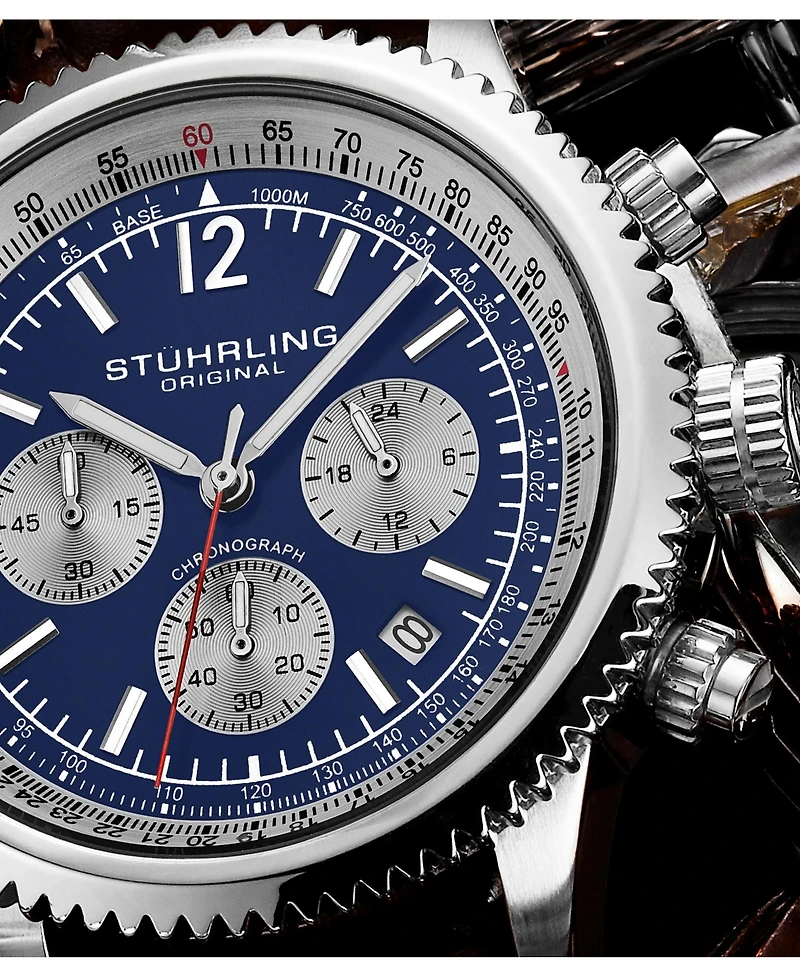 Stuhrling Turbine 4015 Men s Chronograph Watch – 44mm Quartz Movement, Tachymeter Bezel, Aviation-Inspired Design