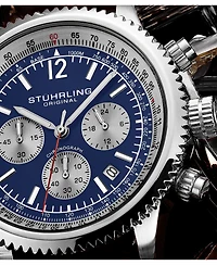 Stuhrling Turbine 4015 Men s Chronograph Watch – 44mm Quartz Movement, Tachymeter Bezel, Aviation-Inspired Design