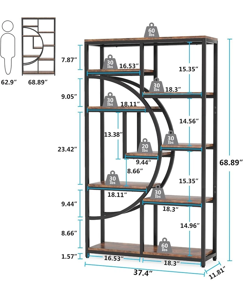 Tribesigns 5-Tier Industrial Bookshelf