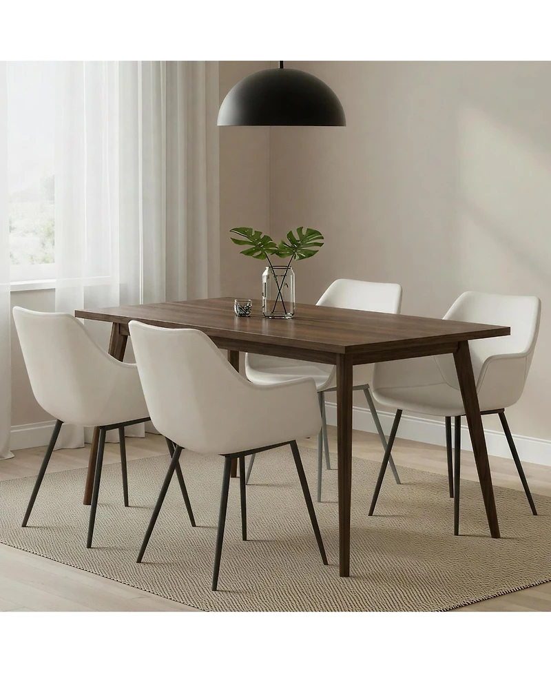 LeisureMod Markley Modern Leather Accent Dining Chair with Black Iron Legs