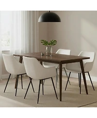 LeisureMod Markley Modern Leather Accent Dining Chair with Black Iron Legs