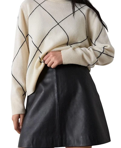 Whistles Women's High-Waisted A-Line Leather Mini Skirt