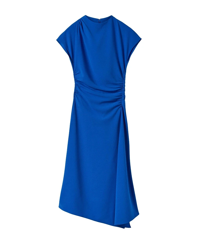 Whistles Women's Ruched Asymmetric Short-Sleeve Midi Dress