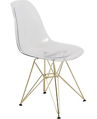 LeisureMod Cresco Molded Eiffel Side Chair with Gold Base