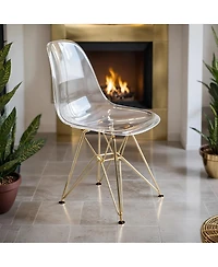 LeisureMod Cresco Molded Eiffel Side Chair with Gold Base