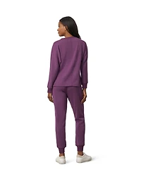Cable & Gauge Women's Yummy Ribbed-Trim Tapered-Leg Pullover and Jogger Pants Set