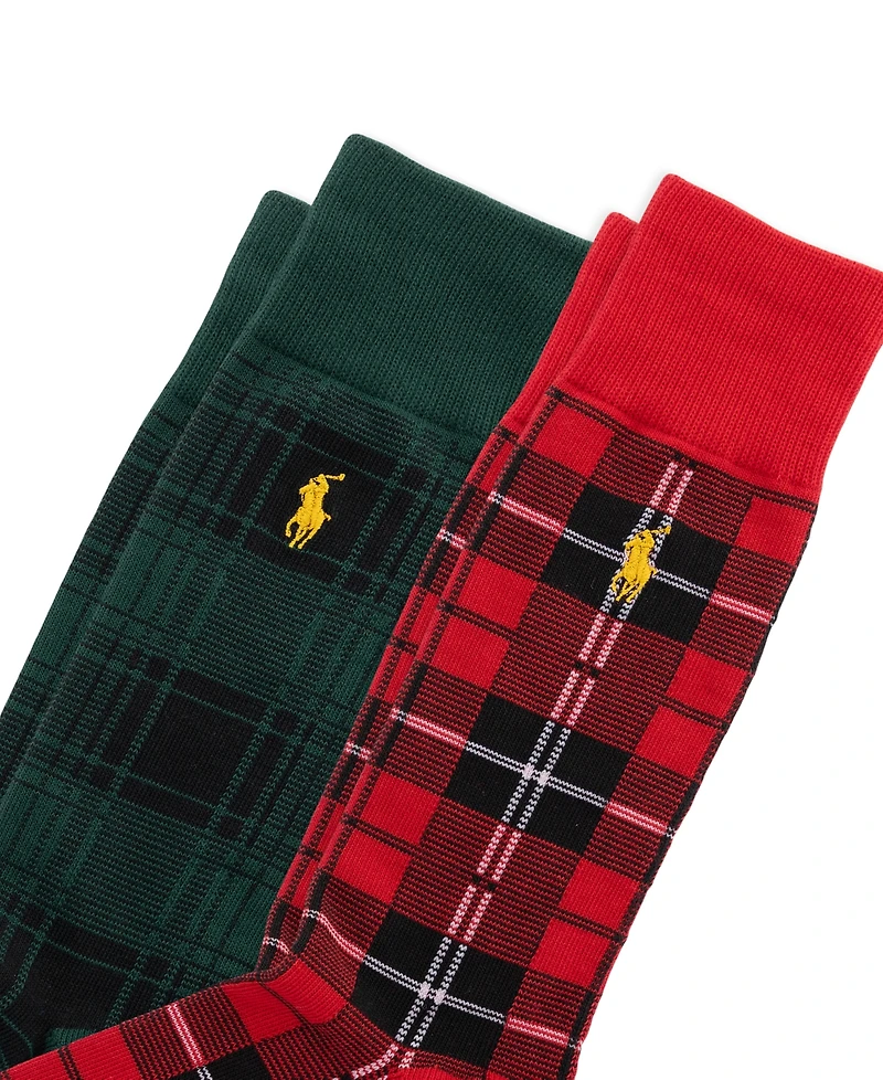 Polo Ralph Lauren Men's Classic Tartan Slack Ribbed-Cuff Crew Socks, 2-Pack