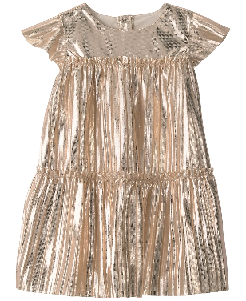 Carter's Baby Girls' Metallic-Crinkle Flutter-Sleeve Dress and Diaper Cover, 2-Piece Set