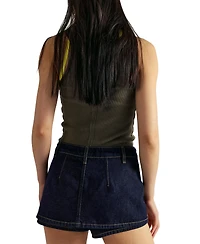 Free People Women's Galivanting A-Line Low-Rise Denim Skort