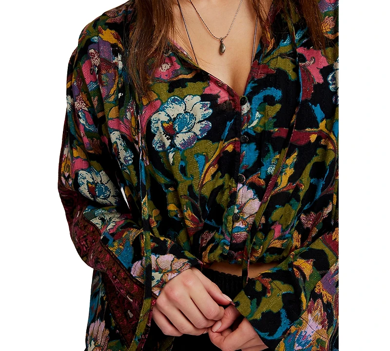 Free People Women's Juliette Floral-Print V-Neck Bell-Sleeve Blouse