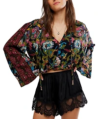 Free People Women's Juliette Floral-Print V-Neck Bell-Sleeve Blouse