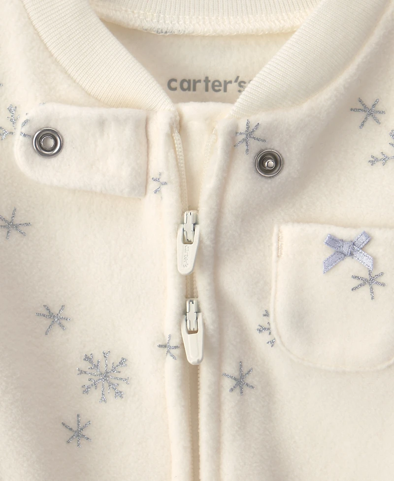 Carter's Baby Girls' 2-Way Zip Snowflake Fleece Sleep & Play Pajamas