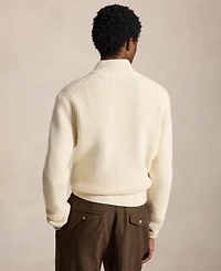 Polo Ralph Lauren Men's Quarter-Zip Mock-Neck Waffle-Knit Wool-Cotton Blend Sweater