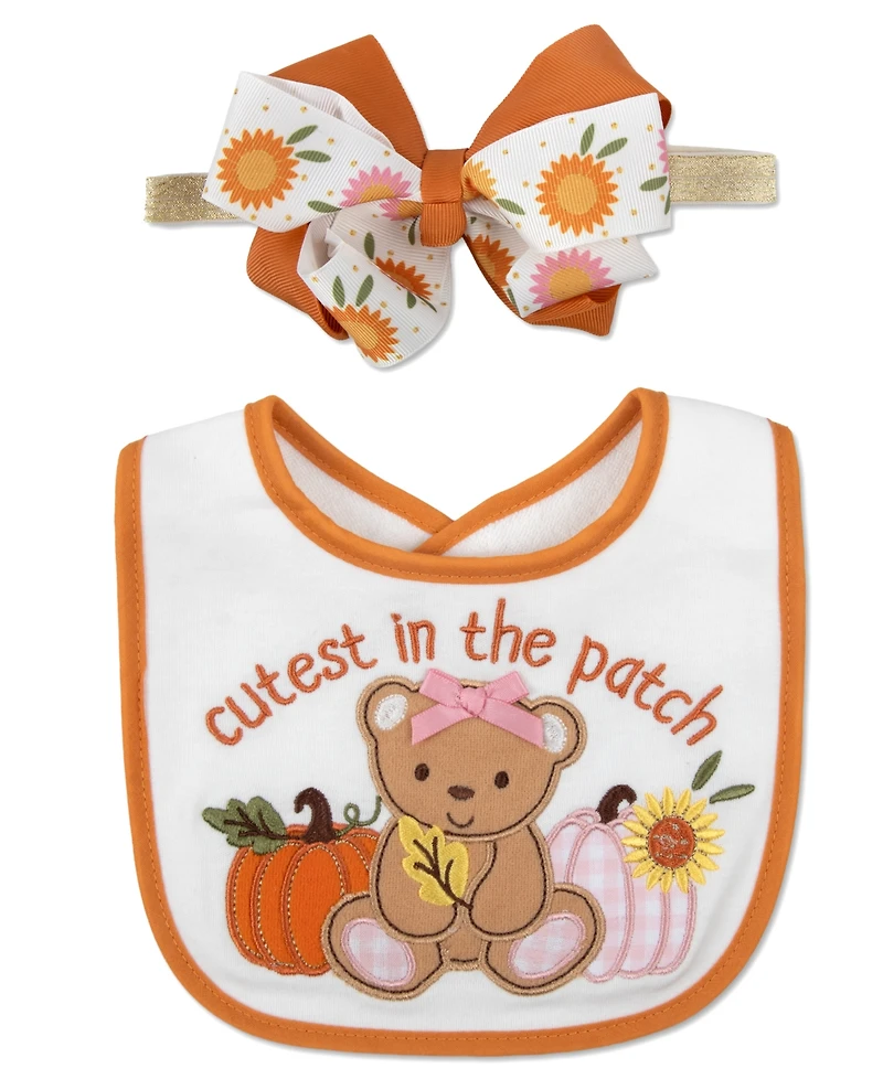 Baby Essentials Cutest in the Patch Pumpkin Bow 3-Piece Bib, Socks and Headband Set