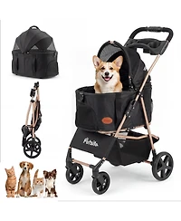 Gymax 3-in-1 Pet Stroller for Small Medium Dogs w/ Detachable Carrier Cup Holder