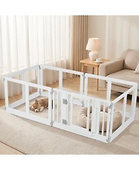 Gymax Clear Dog Playpen Transparent Pet Fence w/Door and Double Safety Locks