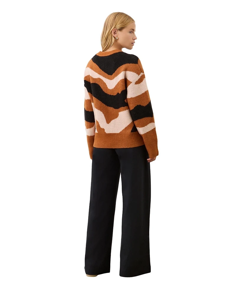 Finery London Women's Minnie Abstract-Print Crewneck Long-Sleeve Sweater