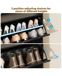gaomon Entryway Shoe Cabinet with 2 Drop-Front Drawers and Adjustable Shelves, Featuring Cross-Stilts Doors, Country-Style