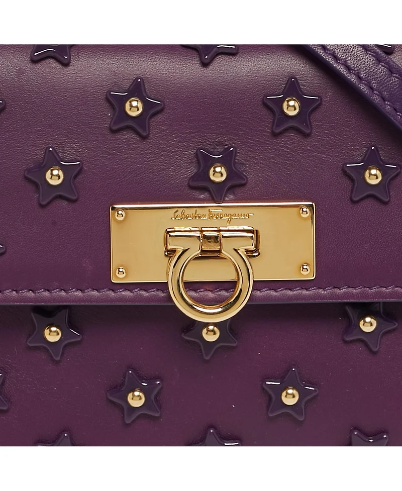 Pre-Owned Salvatore Ferragamo Women's Sofia Mini Star Embellished Leather Top Handle Bag