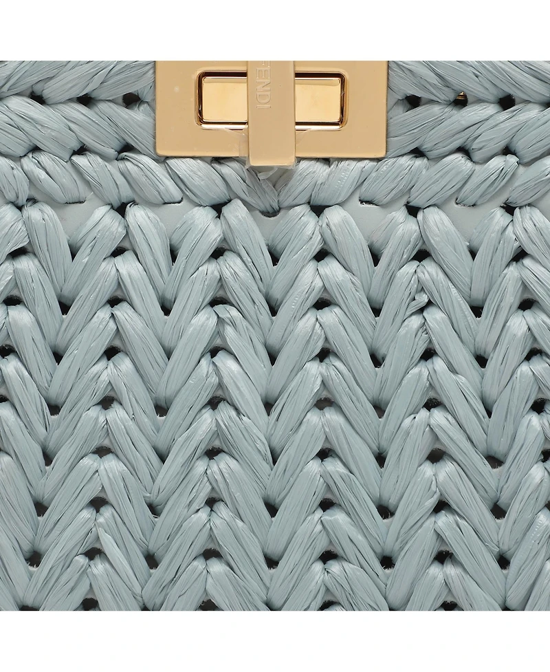 Pre-Owned Fendi Women's Peekaboo ISeeU Small Woven Straw Satchel