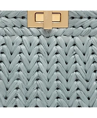 Pre-Owned Fendi Women's Peekaboo ISeeU Small Woven Straw Satchel