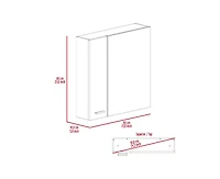 Fm Furniture Avery Wall-Mounted Bathroom Storage Cabinet with Two Doors and Open Side Shelves