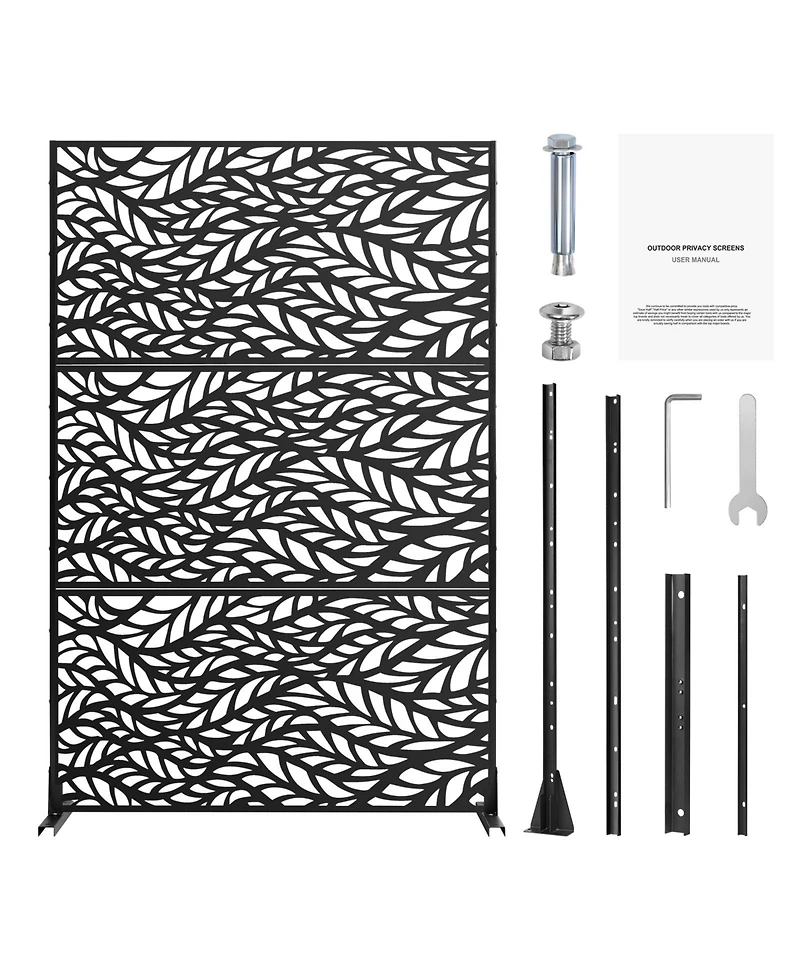 Metal Privacy Screen 47" x 72" Outdoor Privacy Screens and Panels for Patio Black