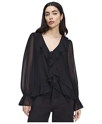 Finery London Women's Jannelle Sheer Long-Sleeve Blouse