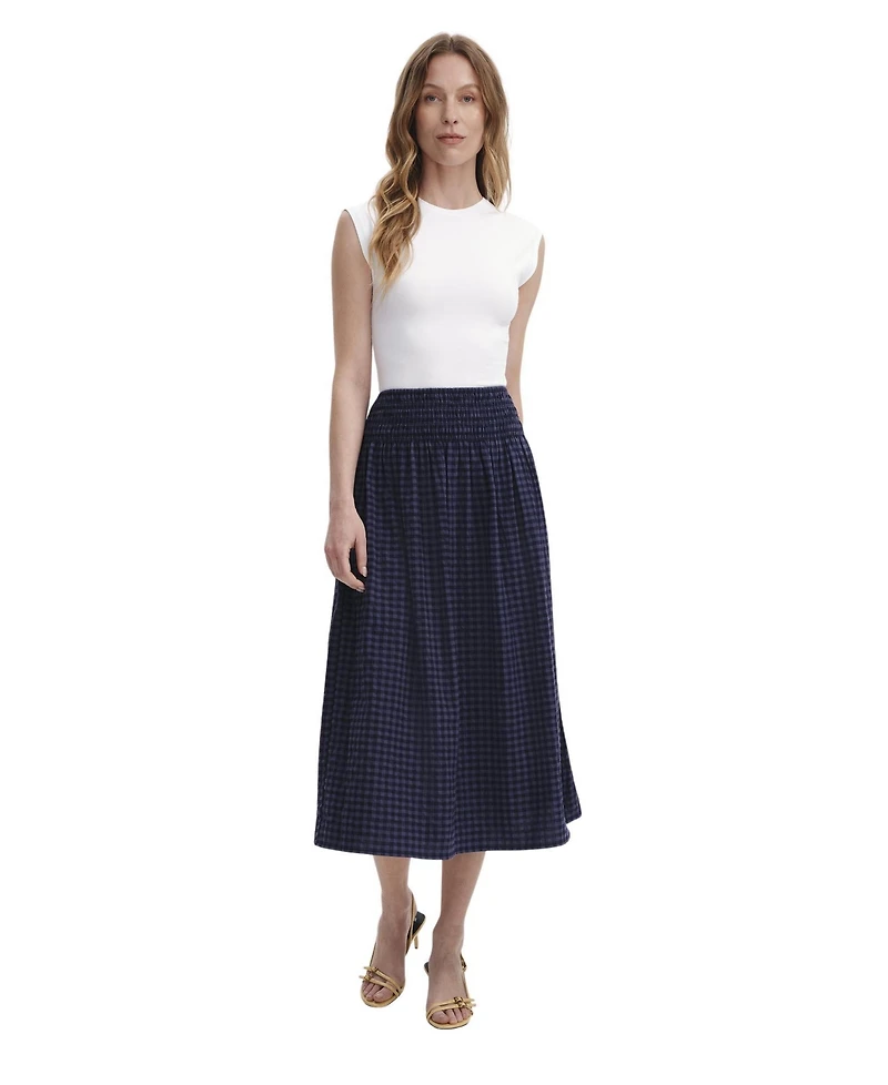 Finery London Women's Vanessa Gingham Seersucker Midi Skirt