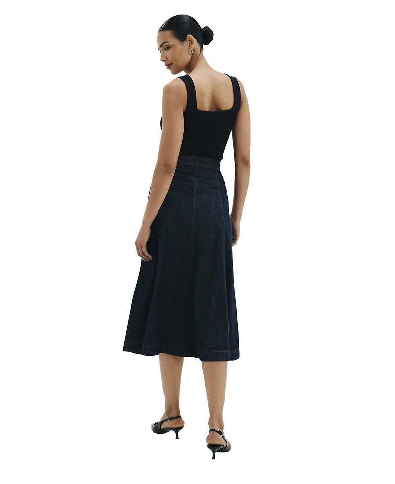 Finery London Women's Dana Denim Midi A-Line Skirt