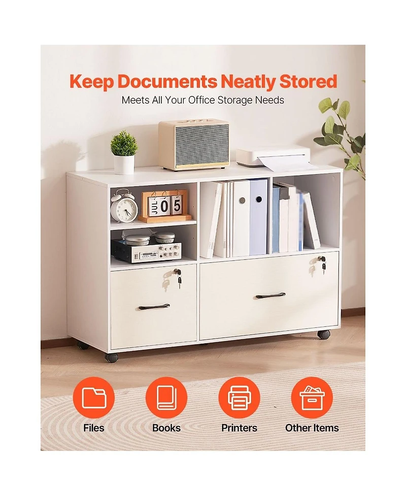 Slickblue 2 Drawer Mobile File Cabinet with Adjustable Storage Shelves