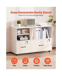 Slickblue 2 Drawer Mobile File Cabinet with Adjustable Storage Shelves