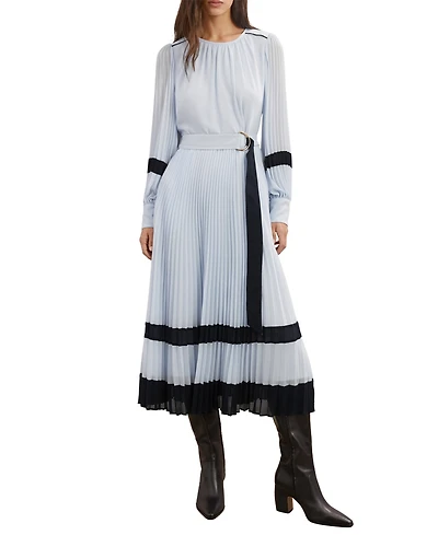 Reiss Women's Tori Colour-Block Pleated Midi Dress