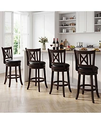 Gymax Set of 4 Bar Stools 26'' Swivel Bar Chairs w/ Footrest Hollowed Backrest