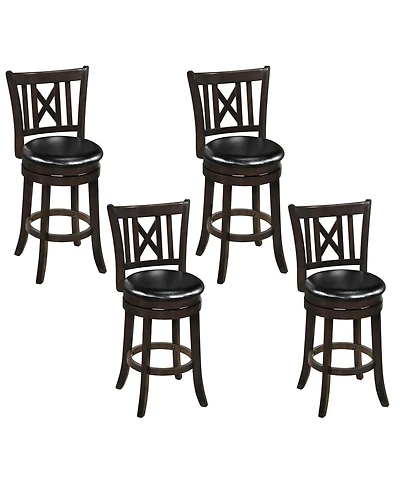 Gymax Set of 4 Bar Stools 26'' Swivel Bar Chairs w/ Footrest Hollowed Backrest