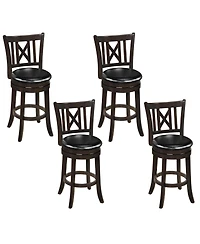 Gymax Set of 4 Bar Stools 26'' Swivel Bar Chairs w/ Footrest Hollowed Backrest