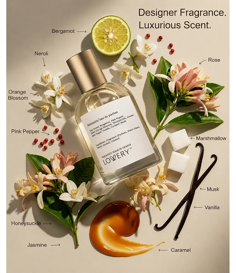 Lovery Plus Amoura Perfume Set for Women - 3.4fl oz Womens Fragrance Gift Set, Travel Size Perfume for Women and Free Gift Sample