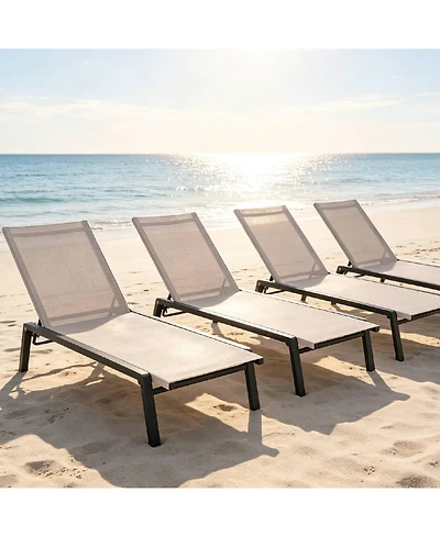 gaomon Outdoor Lounge Chair, 5-Position Reclining Chaise for Garden, Balcony and Poolside