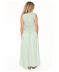 Petal and Pup Women's Maleny Smocked Striped Sleeveless Maxi Dress