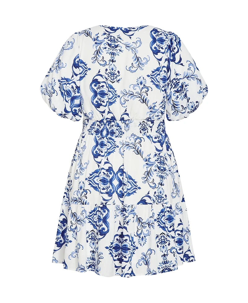 City Chic Women's Winslow Fit & Flare Print V-Neck Dress