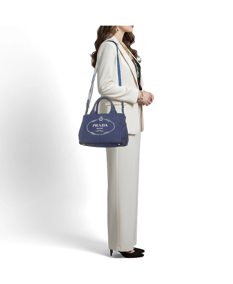 Pre-Owned Prada Women's Canapa Small Logo Denim Tote Bag