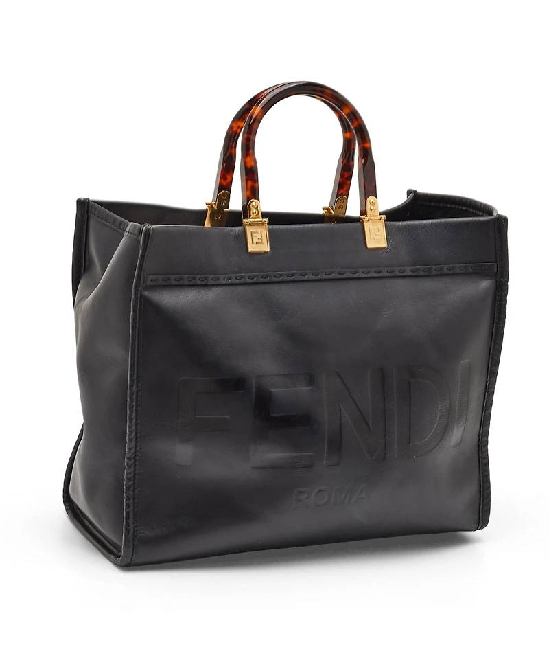 Pre-Owned Fendi Women's Sunshine Medium Leather Tote with Tortoiseshell Handles