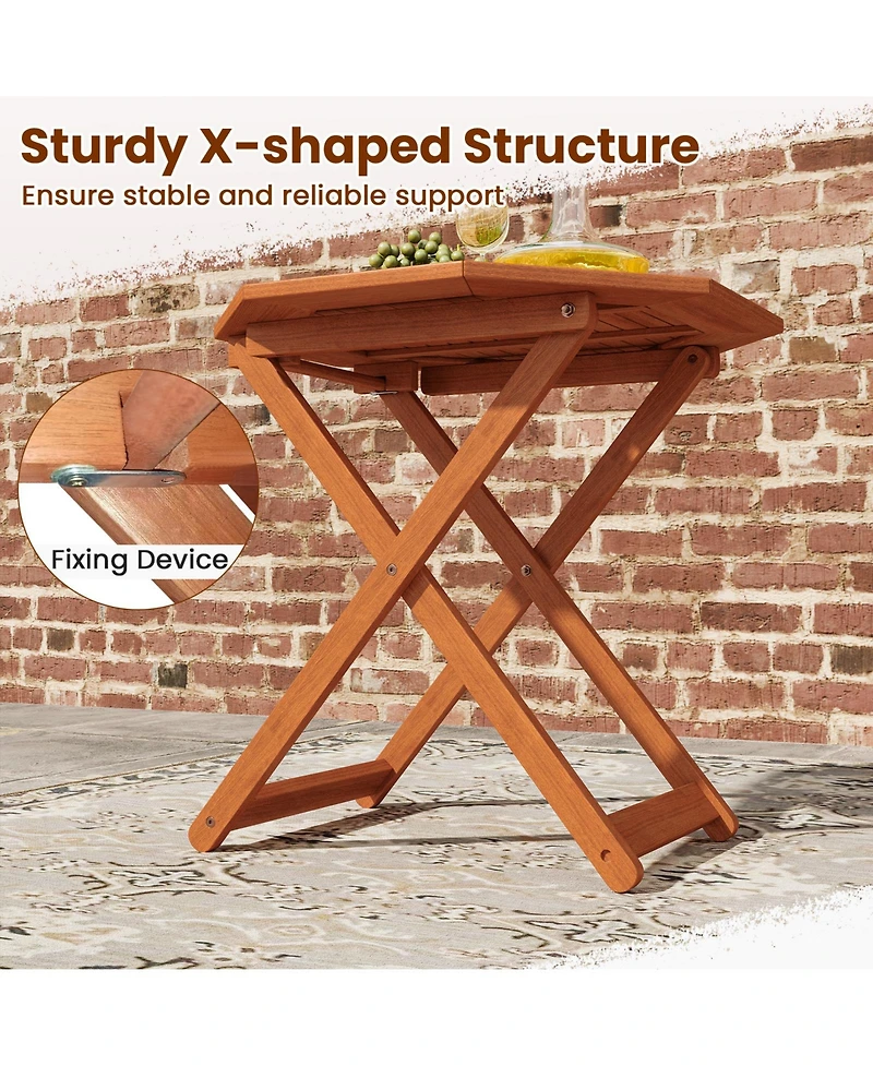 Mecale 32 in Octagon Folding Patio Table with 2 in Umbrella Hole