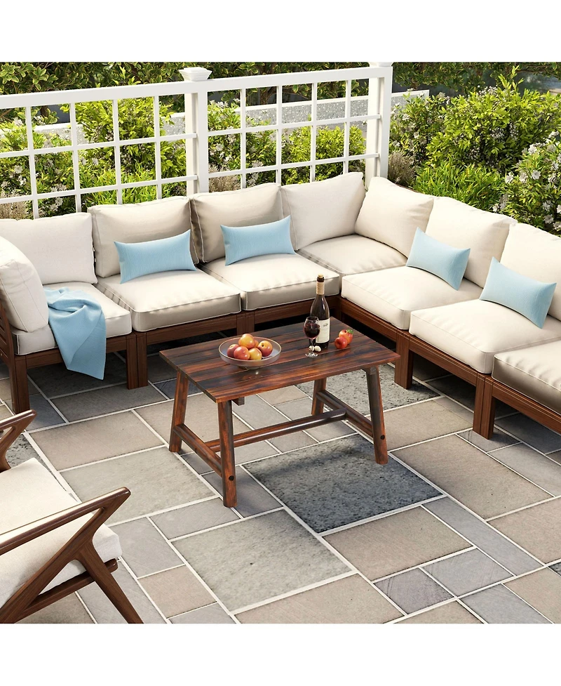 Mecale 35.5 in Solid Wood Patio Coffee Table with 275-lb Capacity